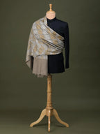 Elegant Handloom Pashmina Shawl Jama Embroidery in Beige
