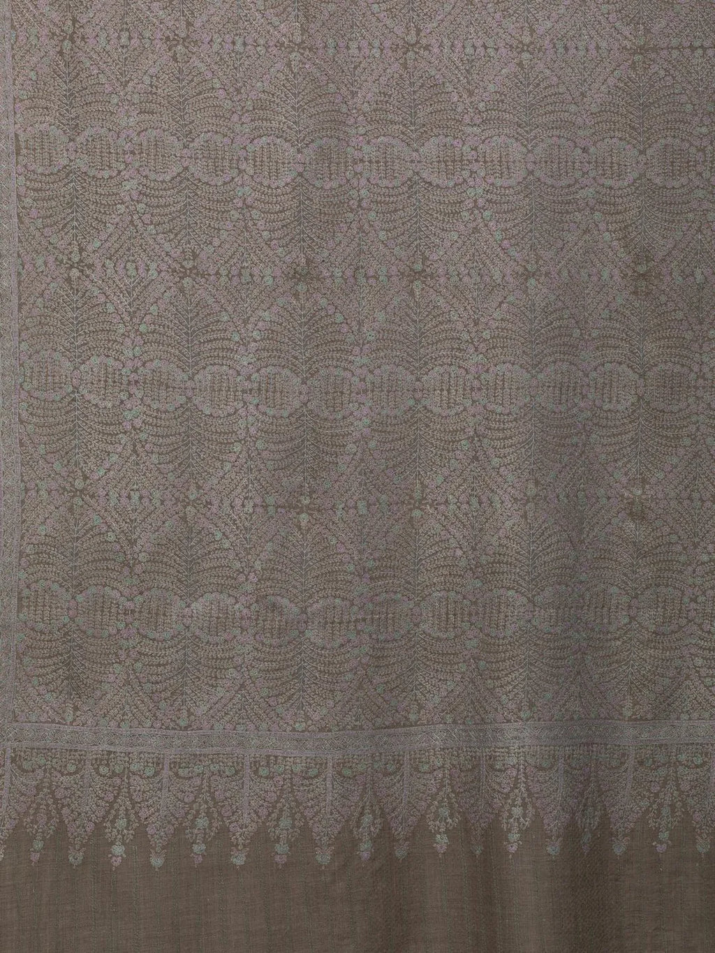 Elegant Handloom Pashmina Shawl Jama Embroidery in Beige
