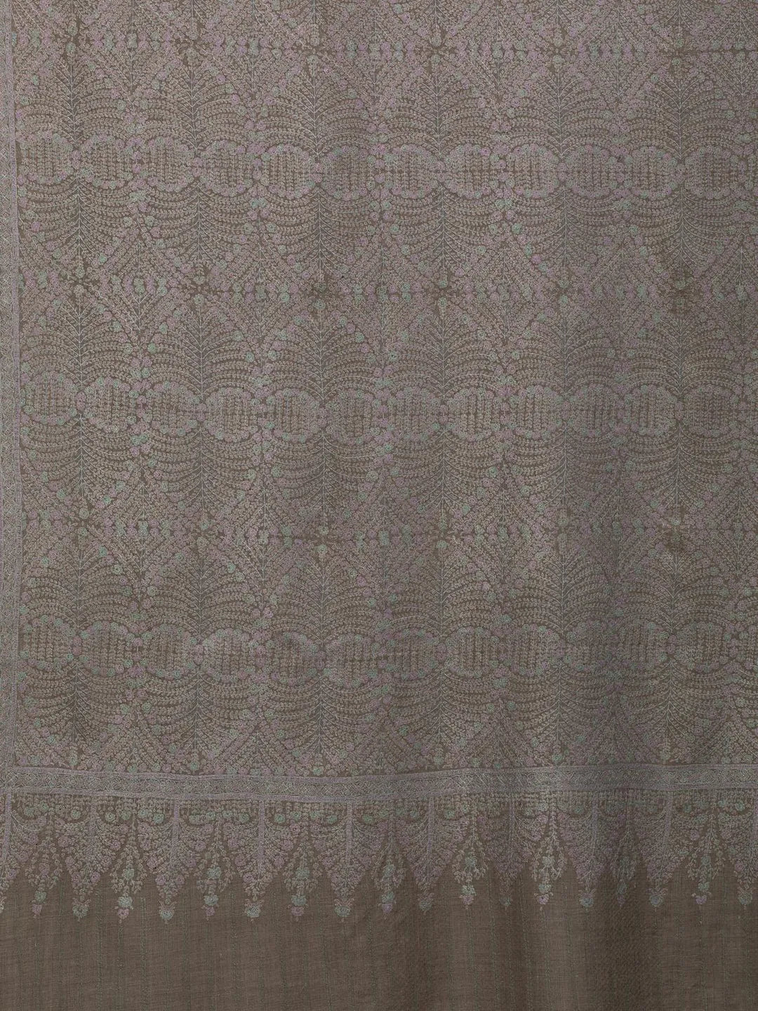 Elegant Handloom Pashmina Shawl Jama Embroidery in Beige