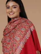 Elegant Handloom Pashmina Shawl in Red
