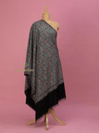Elegant Handloom Pashmina Shawl Jama Emboidery in Black