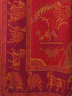 Decorative Throws Decorative Weave with Jacquard Jamawaar Pattern in Red & Orange