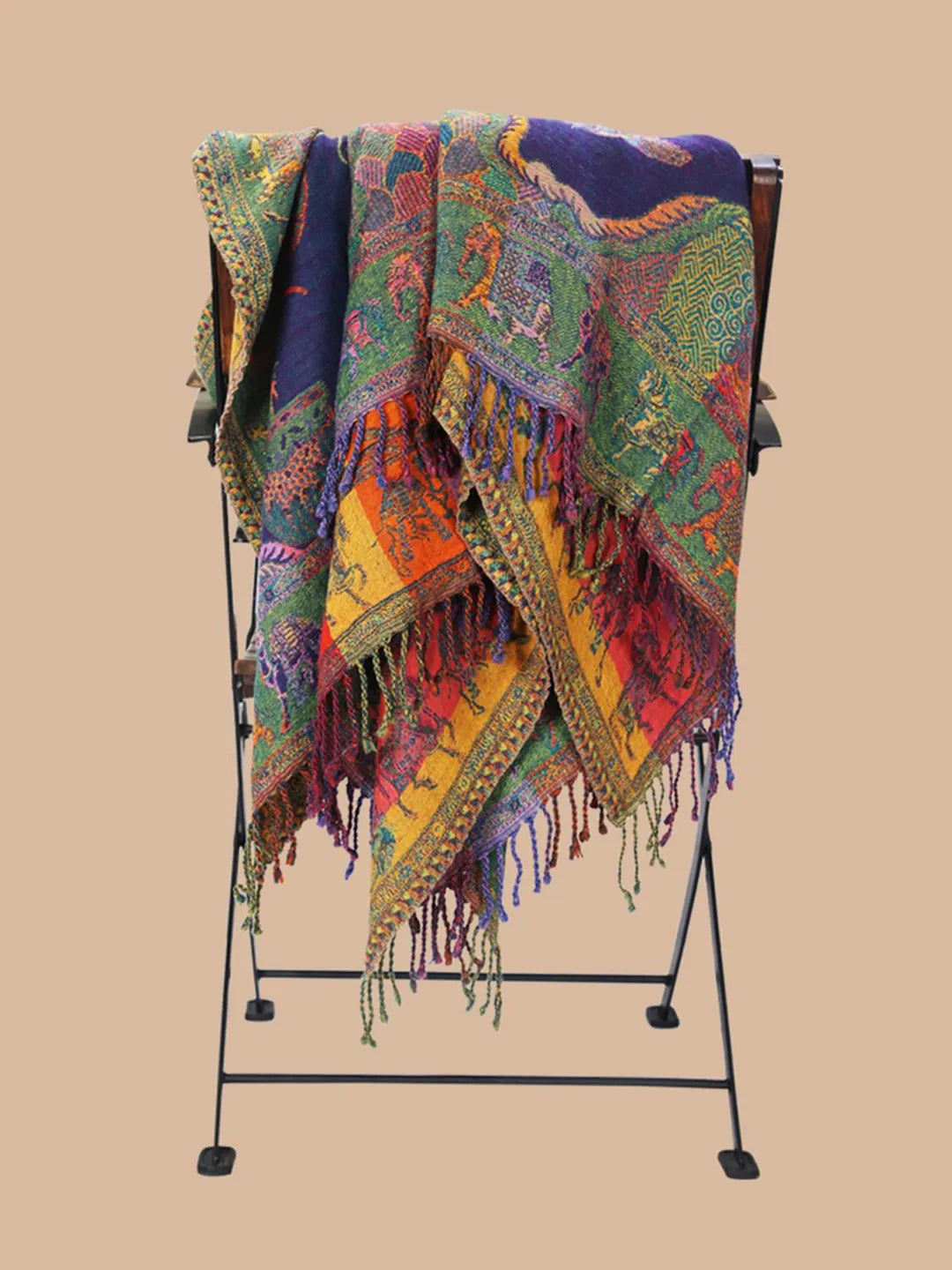 Decorative Throws Decorative Weave with Jacquard Jamawaar Pattern in Multi Colour