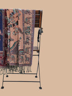 Artisanal Throws Decorative Weave with Jacquard Jamawaar Pattern in Deep Blue