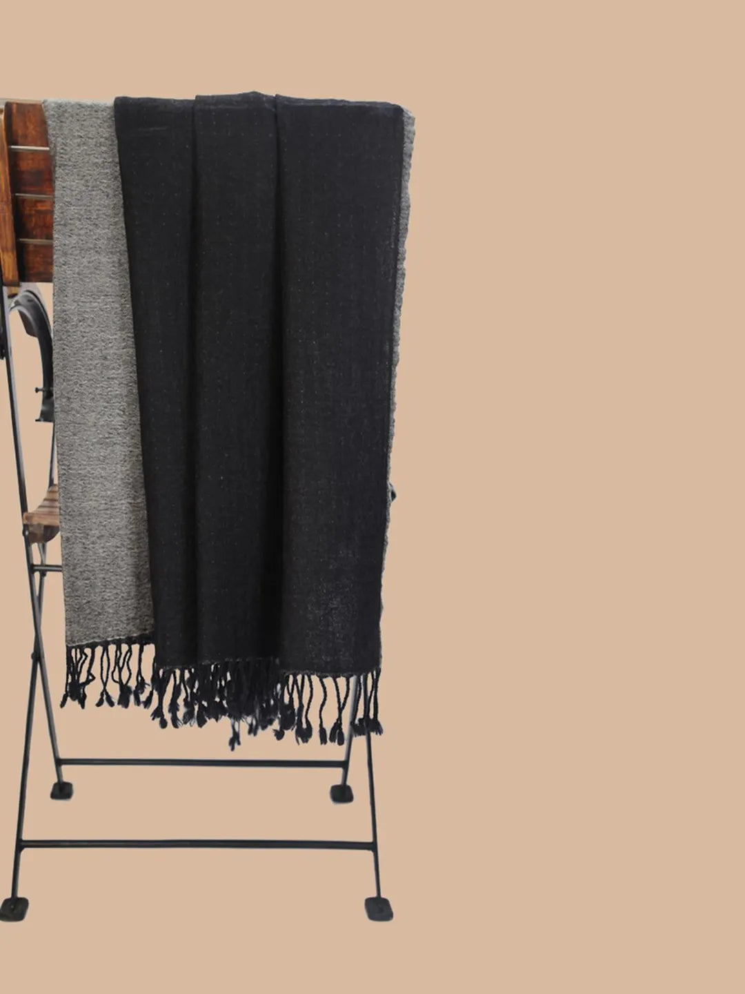 Artisanal Throws Decorative Weave with Reversible Throw Pattern in Gray