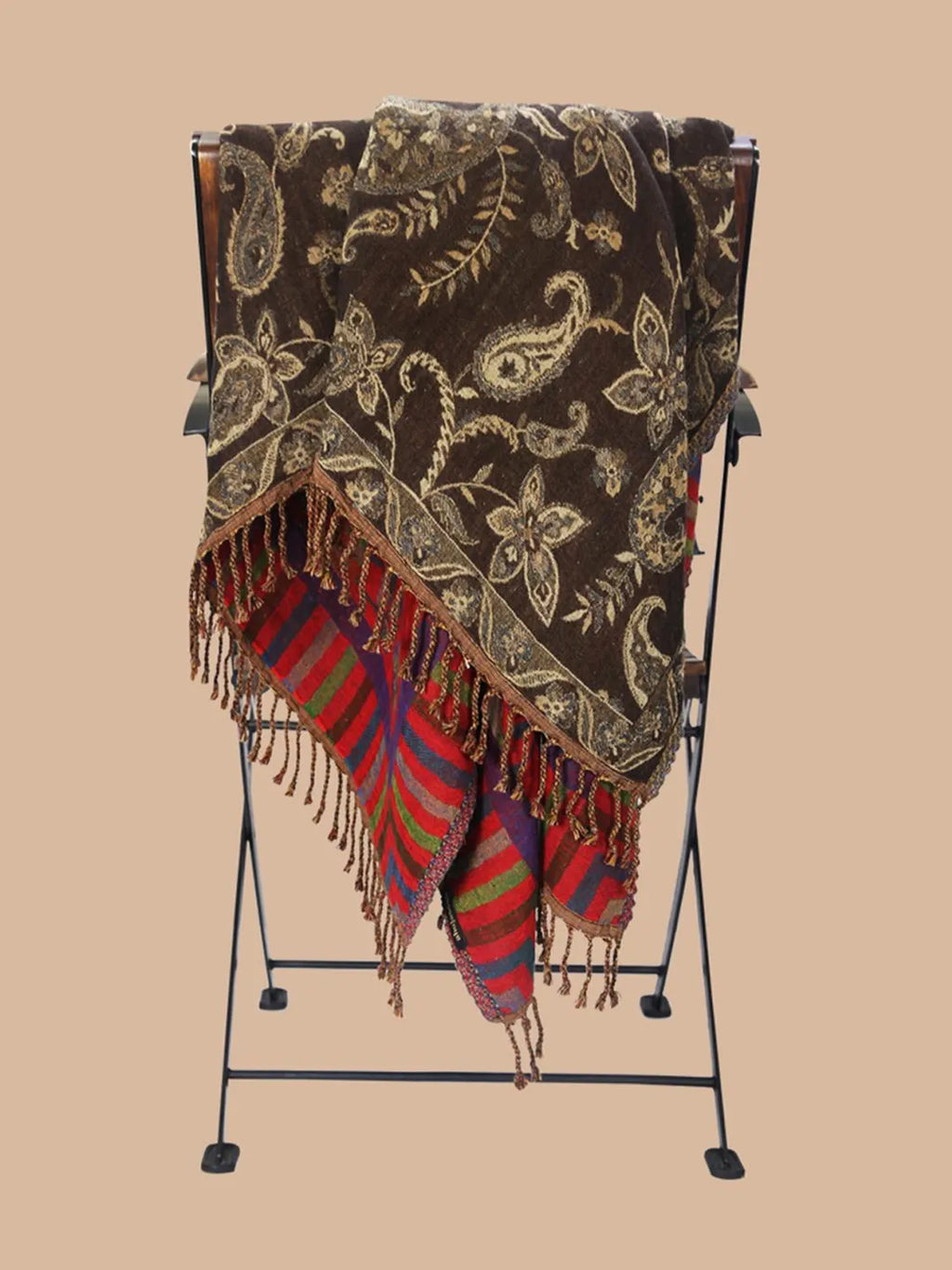 Decorative Throws Decorative Weave with Reversible Throw Pattern in Dark Brown