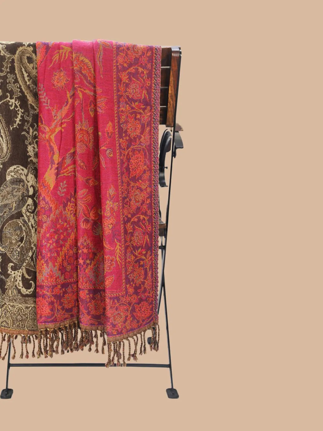 Artisanal Throws Decorative Weave with Reversible Throw Pattern in Dark Brown