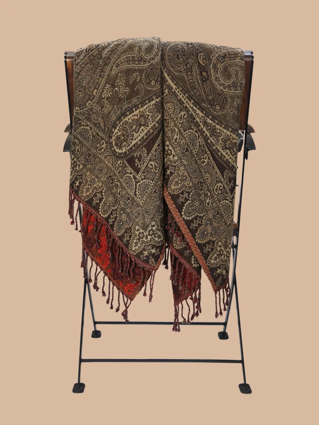 Artisanal Throws Decorative Weave with Reversible Throw Pattern in Brown