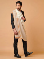 Elegant Shawl Wool Blend with Gents Kaani Pattern in Beige