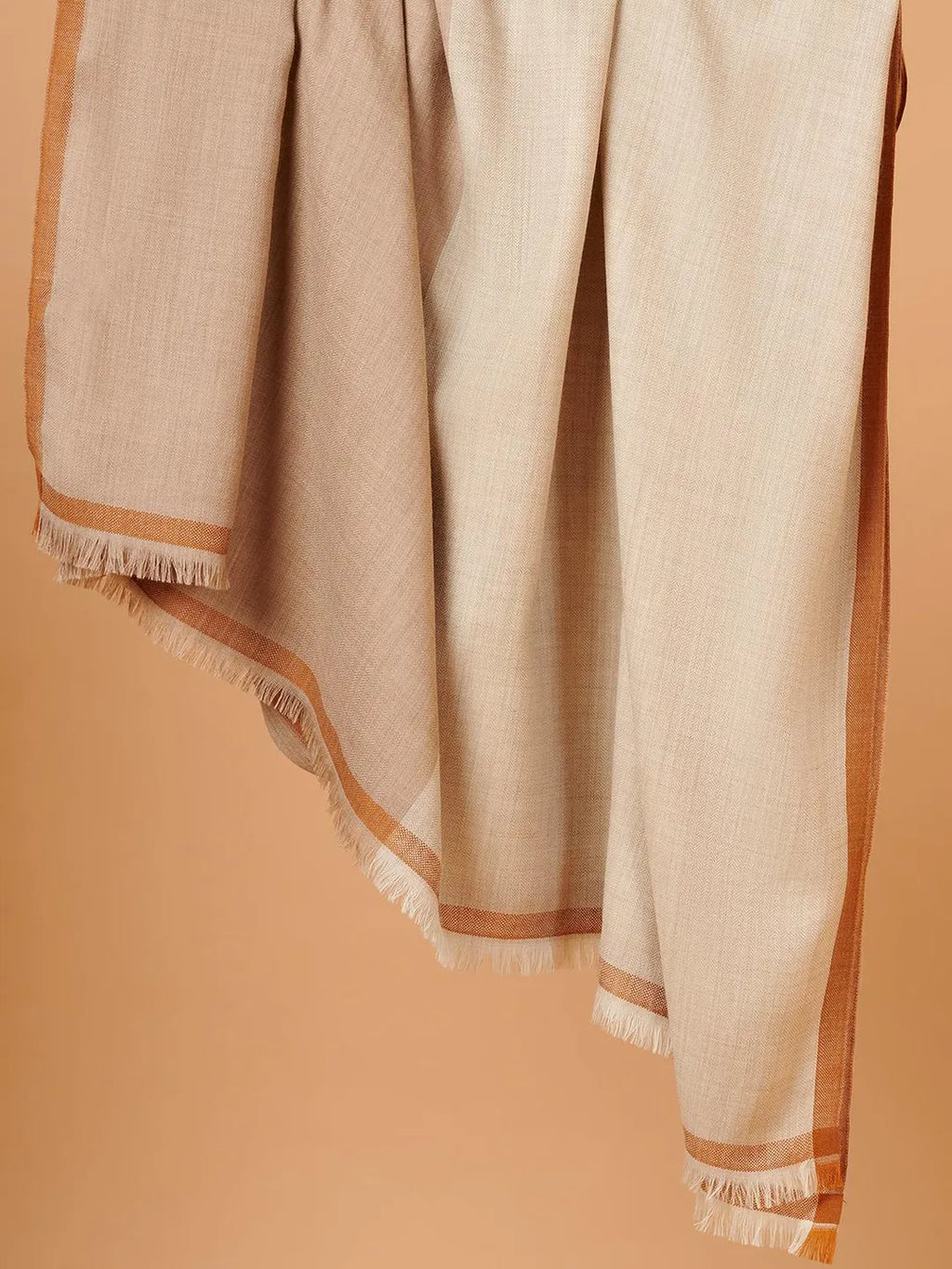 Elegant Shawl Wool Blend with Gents Kaani Pattern in Beige