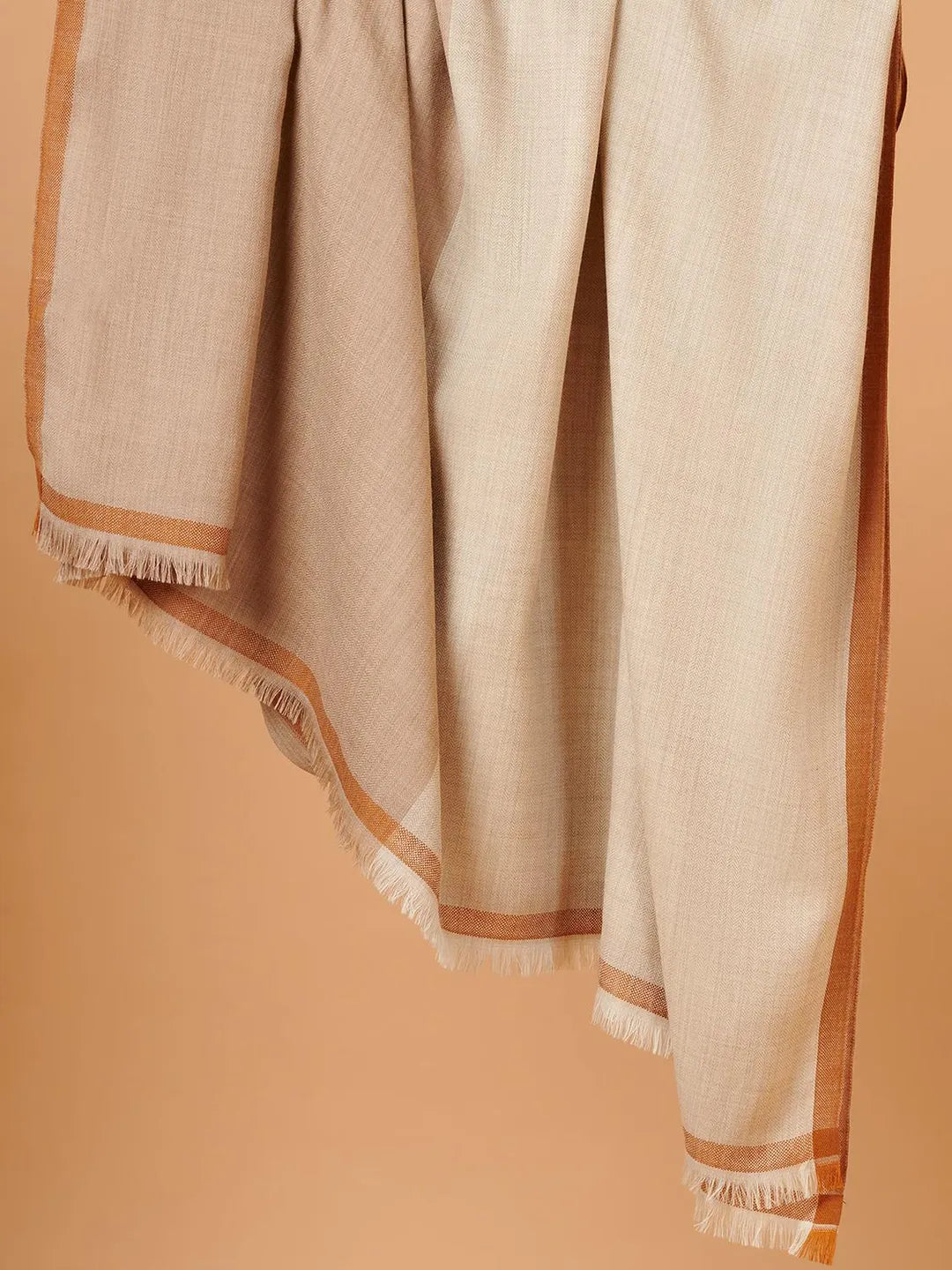 Elegant Shawl Wool Blend with Gents Kaani Pattern in Beige