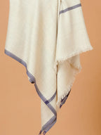 Classic Shawl Wool Blend with Gents Border in Off White