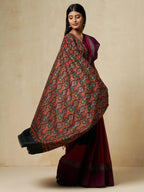 Classic Shawl Wool Blend with Jamawaar Pattern in Black (Multi)