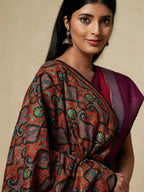 Classic Shawl Wool Blend with Jamawaar Pattern in Black (Multi)