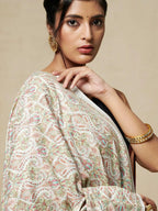 Classic Shawl Wool Blend with Jamawaar Pattern in Beige