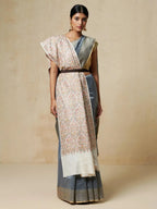 Elegant Shawl Wool Blend with Jamawaar Pattern in White