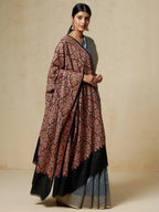 Classic Shawl Wool Blend with Jamawaar Pattern in Black (Multi)