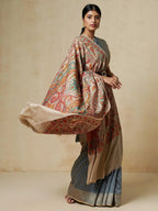 Classic Shawl Wool Blend with Jamawaar Pattern in Beige