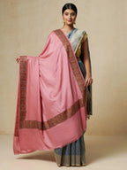 Elegant Shawl Wool Blend with Jamawaar Pattern in Pink