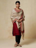 Classic Shawl Wool Blend with Jamawaar Pattern in Beige