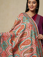 Classic Shawl Wool Blend with Jamawaar Pattern in White