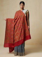 Elegant Shawl Wool Blend with Jamawaar Pattern in Red