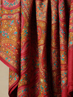 Elegant Shawl Wool Blend with Jamawaar Pattern in Red