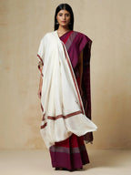 Elegant Shawl Wool Blend with Jamawaar Pattern in White