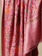 Elegant Shawl Wool Blend with Jamawaar Pattern in Pink