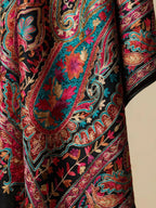 Elegant Shawl Wool Blend with Aari Embroidery Pattern in Multi Colour