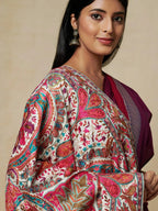 Classic Shawl Wool Blend with Aari Embroidery Pattern in White (Multi)