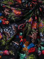 Classic Shawl Wool Blend with Aari Embroidery Pattern in Black