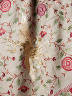 Elegant Stole Wool Blend with Aari Embroidery Pattern in Beige