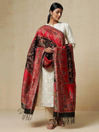 Elegant Silk Dupatta Silken Texture in Red & Black