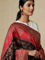 Elegant Silk Dupatta Silken Texture in Red & Black