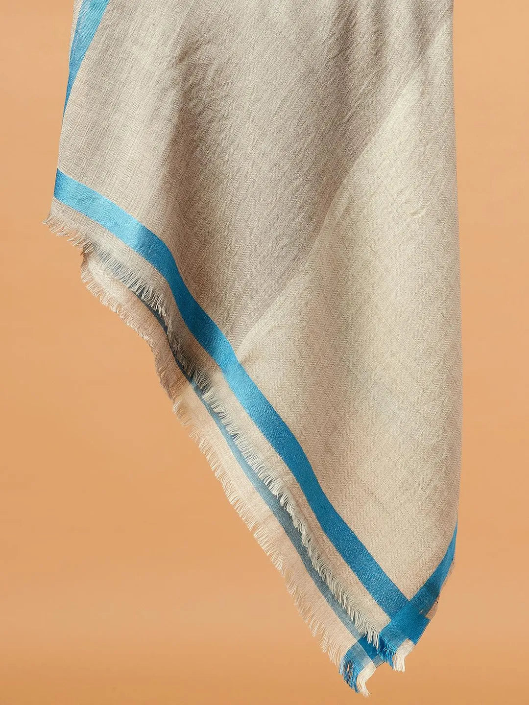 Elegant Stole Wool Blend with Dobby Pattern in Grey & Ivory