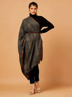 Chic Stole with Dobby Pattern in Charcoal Black