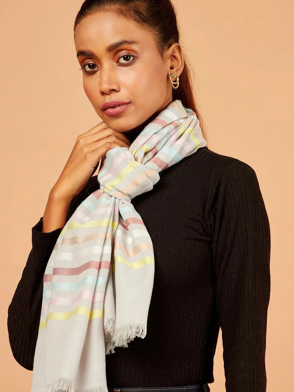 Elegant Stole with Dobby Pattern in Multi