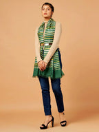 Chic Stole with Dobby Pattern in Green