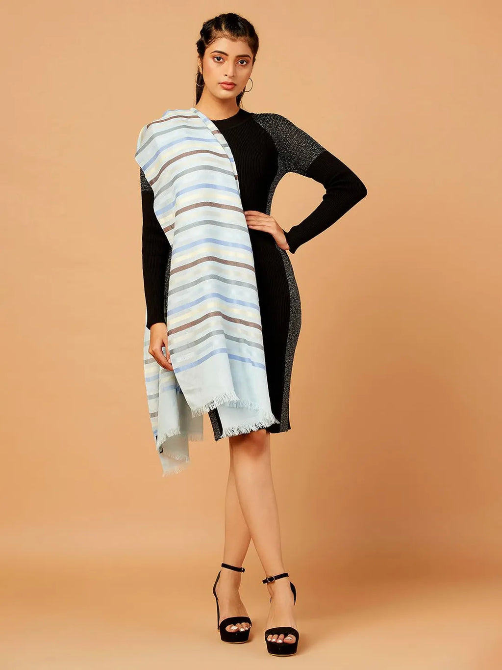 Elegant Stole with Dobby Pattern in Multi