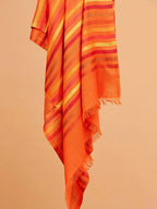 Elegant Stole Wool Blend with Dobby Pattern in Orange