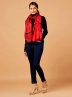 Elegant Stole with Dobby Pattern in Red