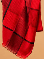Elegant Stole with Dobby Pattern in Red