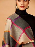 Chic Stole Wool Blend with Dobby Pattern in Multi