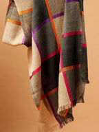 Chic Stole Wool Blend with Dobby Pattern in Multi