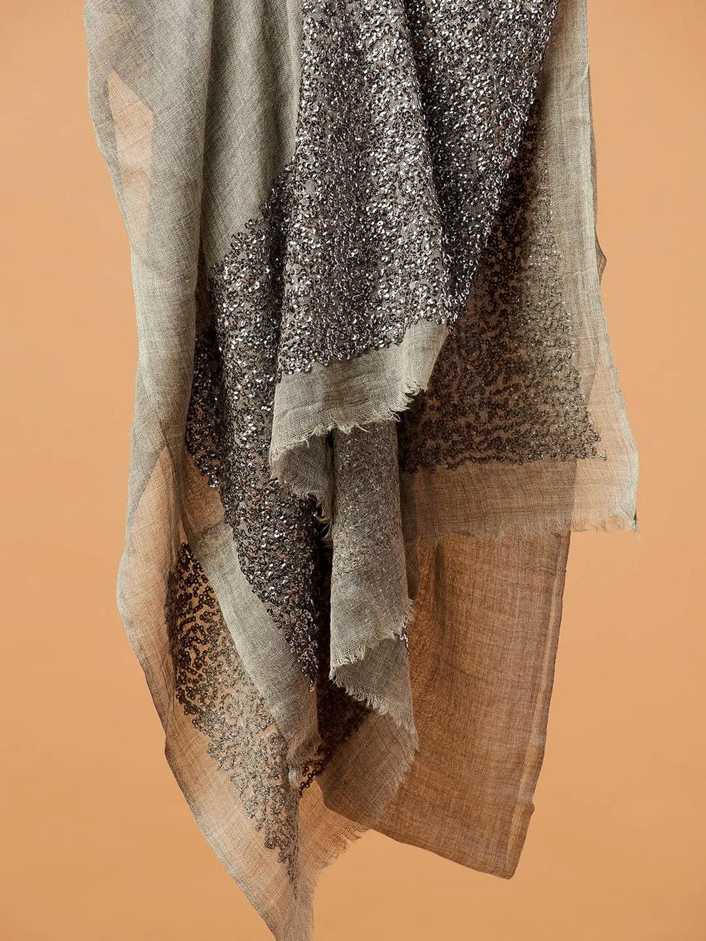 Chic Stole Sequined Detailing with Sequence Pattern in Grey