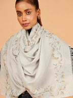 Elegant Stole Wool Blend with Dobby Pattern in Grey