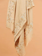 Chic Stole Wool Blend with Dobby Pattern in Beige