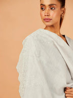 Chic Stole Wool Blend with Dobby Pattern in Grey