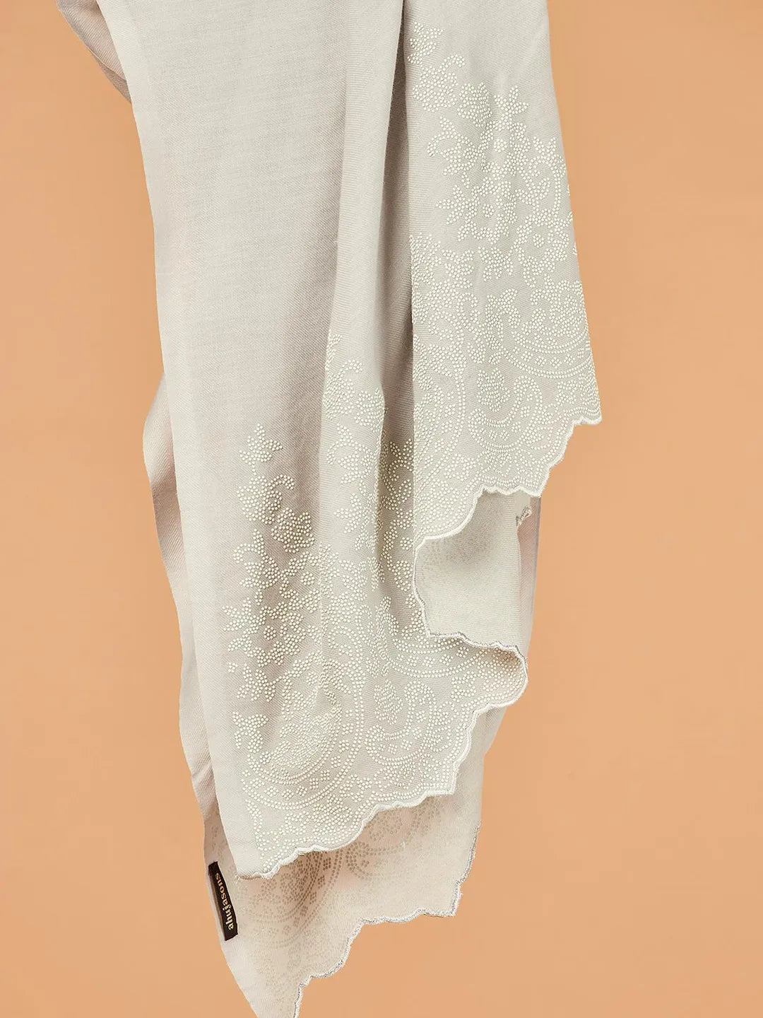 Chic Stole Wool Blend with Dobby Pattern in Grey